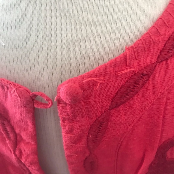 Free People Embroidered Red Mini Dress Size 8 - Picture 6 of 6
